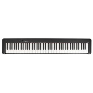 Piano numérique Casio noir avec 88 touches, vue de dessus. Idéal pour les musiciens et amateurs de piano.