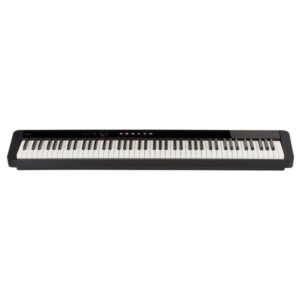 Piano numérique noir 88 touches avec boutons de commande en façade. Instrument de musique idéal pour les pianistes débutants et experts.