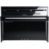 Piano droit noir de marque Kawai avec trois pédales, idéal pour les musiciens et l'apprentissage du piano à domicile.